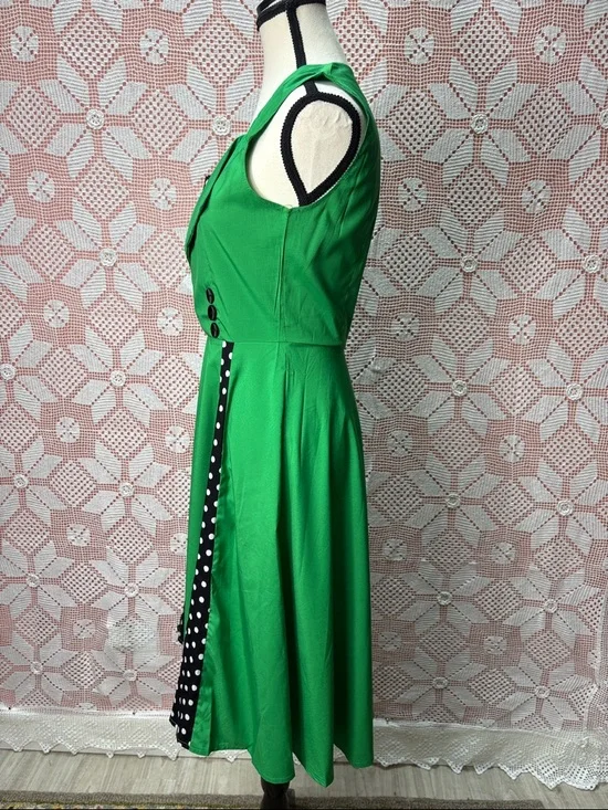 Green & Polka Dot Fit & Flare Dress Sz Sm - Picture 6 of 10
